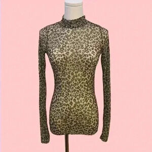 Leopard Print  Mesh turtleneck top